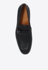 Salvatore Ferragamo Desio Textured Leather Loafers Black 022385 DESIO 768125-NERO