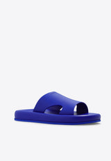 Salvatore Ferragamo Dolce Leather Flatform Slides Blue 022485 DOLCE 768332-LAPIS