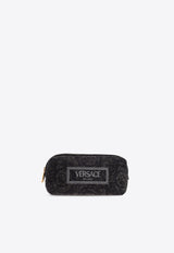 Versace Embroidered Logo Jacquard Pouch Bag Black 1013925 1A09741-2BM0V