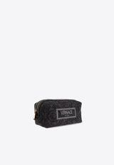 Versace Embroidered Logo Jacquard Pouch Bag Black 1013925 1A09741-2BM0V