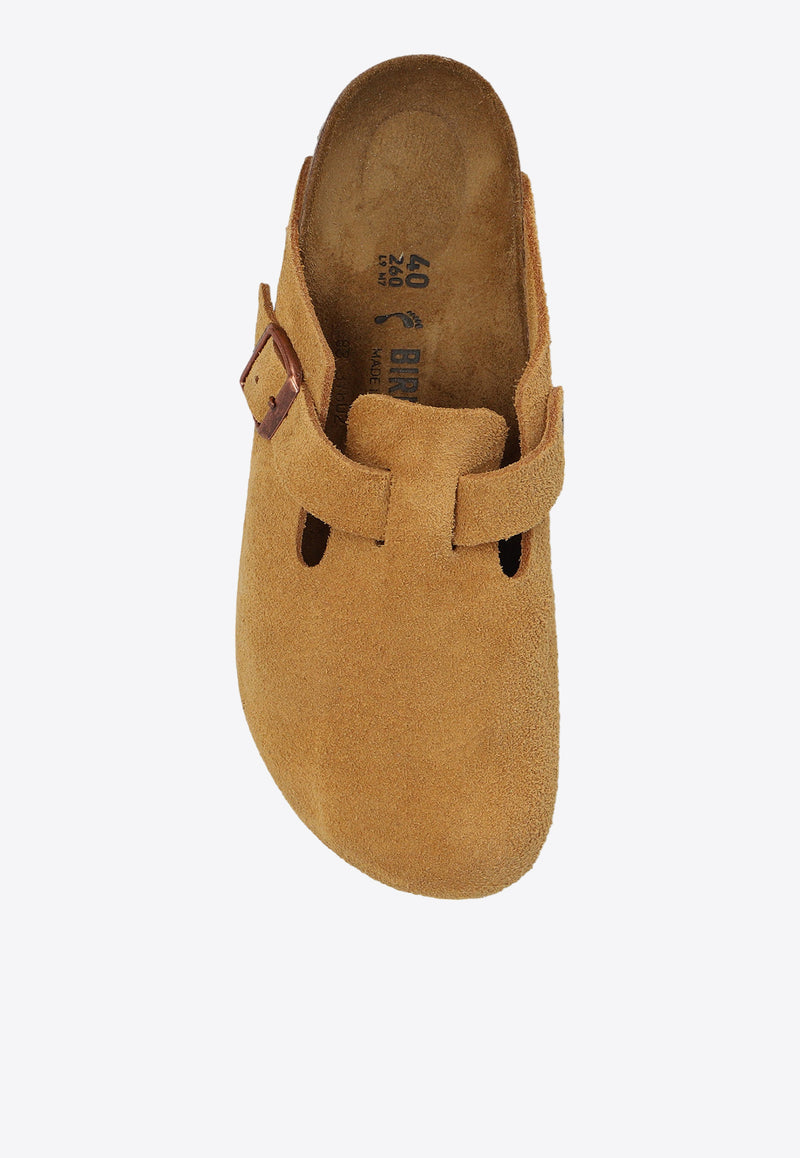 Birkenstock Boston Suede Mules Beige 1026181 0-LATTE CREAM