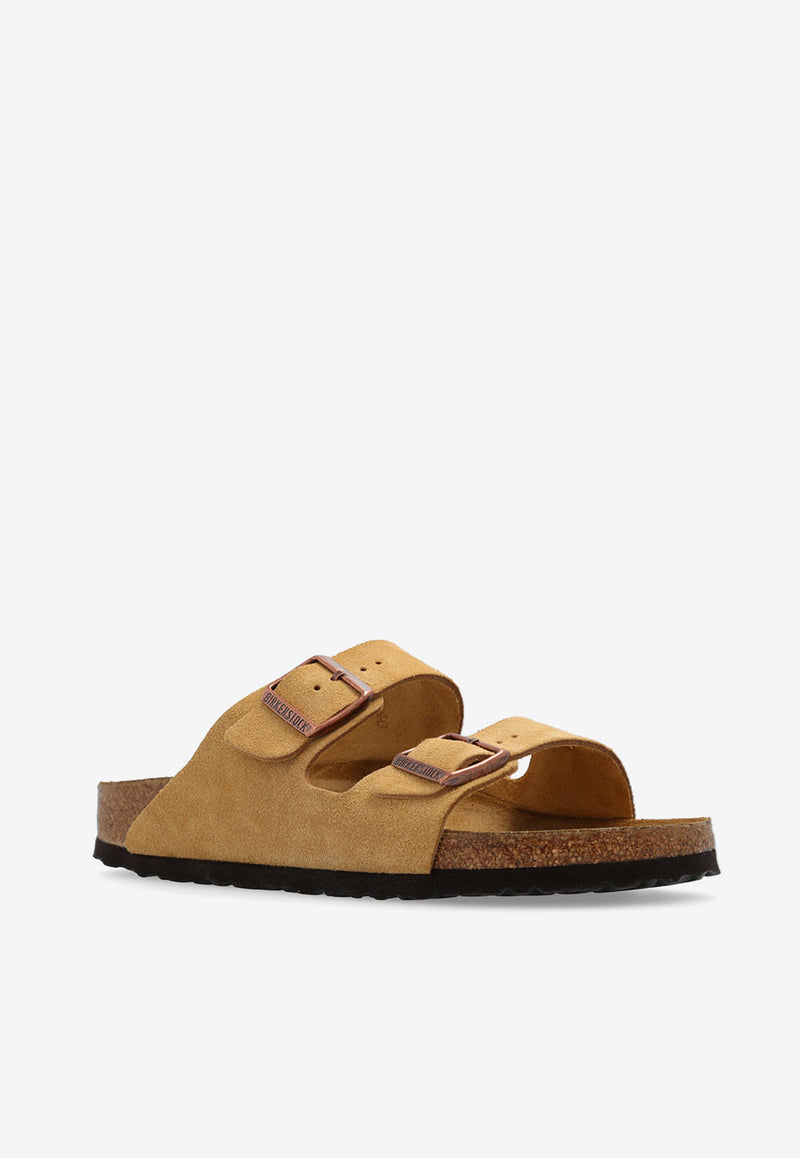 Birkenstock Arizona Double-Buckle Suede Slides Beige 1026190 0-LATTE CREAM