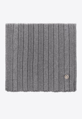 Versace Medusa Ribbed-Knit Wool Scarf Gray 1014176 1A09351-1E510