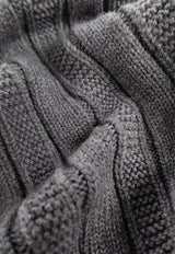 Versace Medusa Ribbed-Knit Wool Scarf Gray 1014176 1A09351-1E510