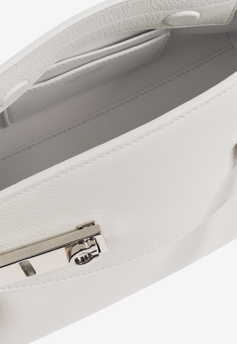 Salvatore Ferragamo Hug Calf Leather Crossbody Bag Optic White 215974 HUG POUCH S 768845-OPTIC WHITE