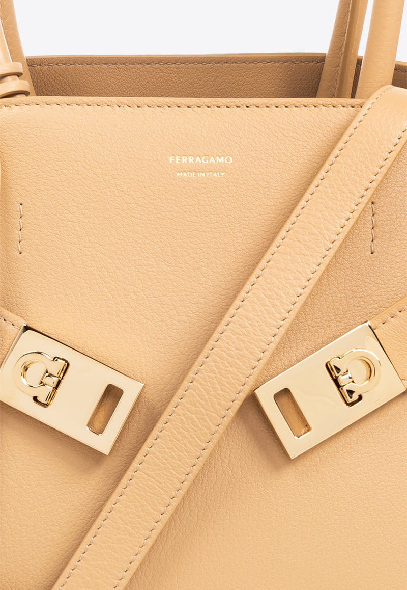 Salvatore Ferragamo Hug Calf Leather Crossbody Bag Beige 215608 HUG TH S 769115-LIGHT CAMEL