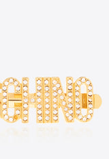 Moschino Logo Lettering Hair Clip with Rhinestones Gold 24171 A9152 8434-1606