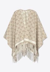 Salvatore Ferragamo Monogram Jacquard Wool Poncho Beige 320797 CAPE WAVEGAN 770244-BEIGE IVORY