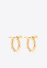 Salvatore Ferragamo Signature Logo Braided Earrings Gold 760711 EAR TORCHBIG 770542-ORO