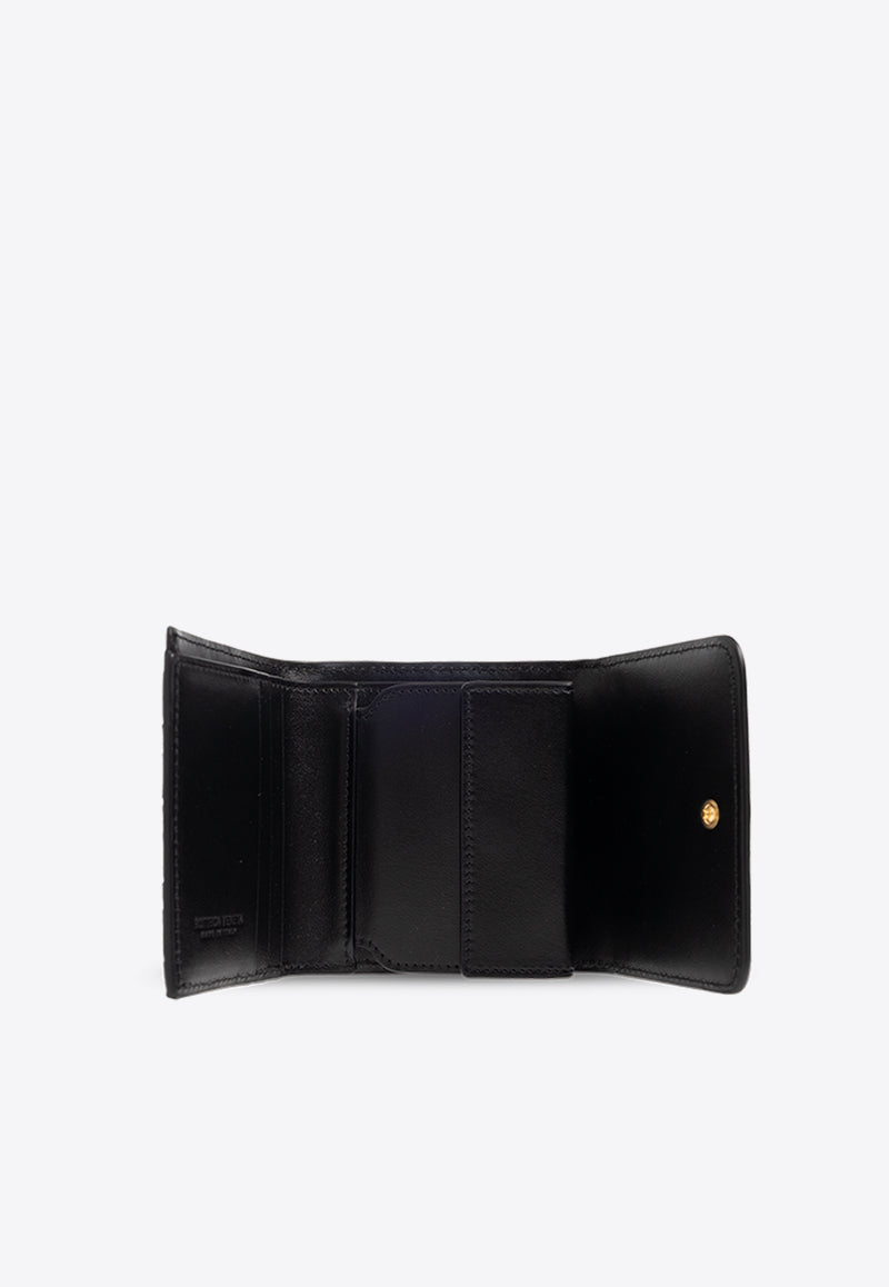 Bottega Veneta Intrecciato Leather Tri-Fold Wallet Black 776033 VCPP2-8425