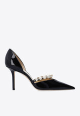 Jimmy Choo Aurelie 85 Patent Leather Pumps Black AURELIE 85 XKM-BLACK WHITE