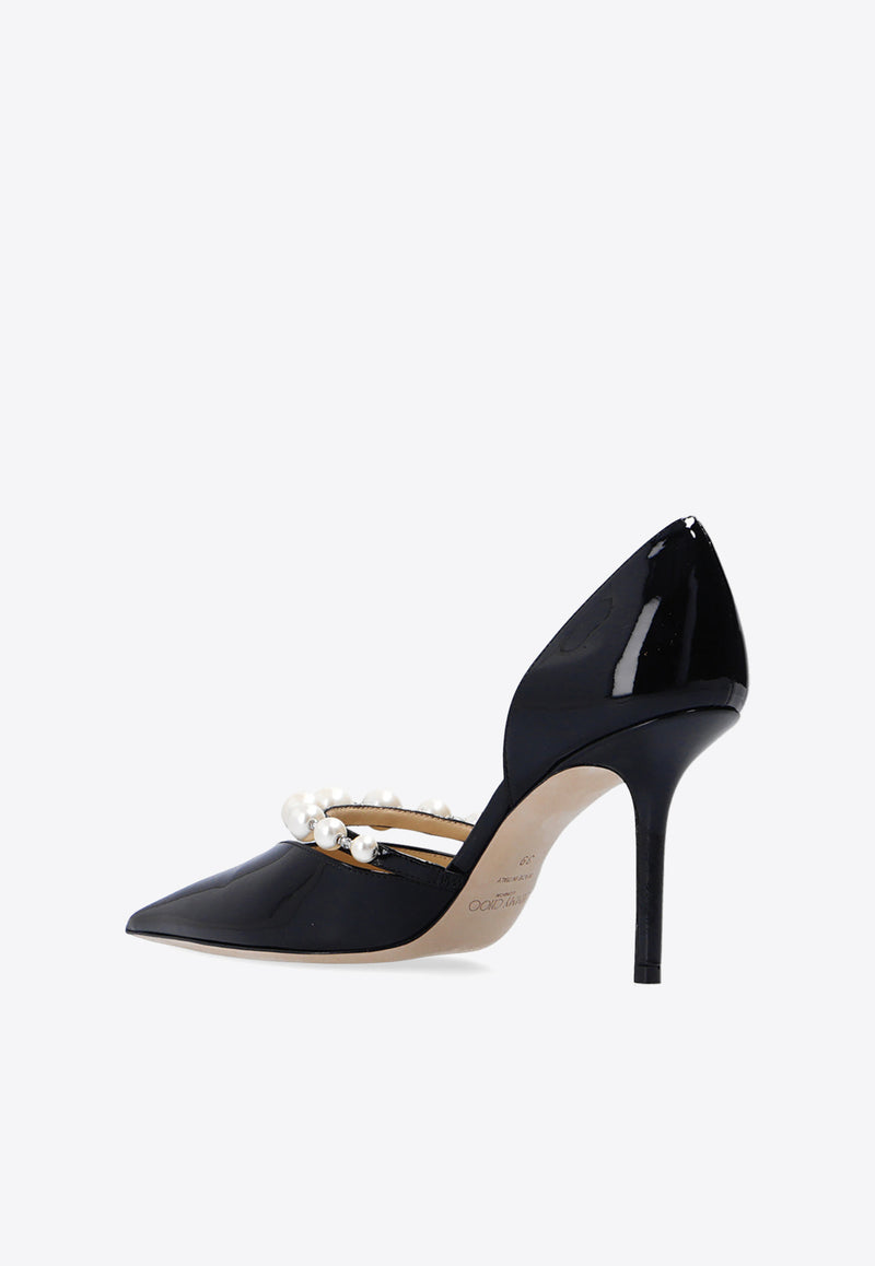 Jimmy Choo Aurelie 85 Patent Leather Pumps Black AURELIE 85 XKM-BLACK WHITE