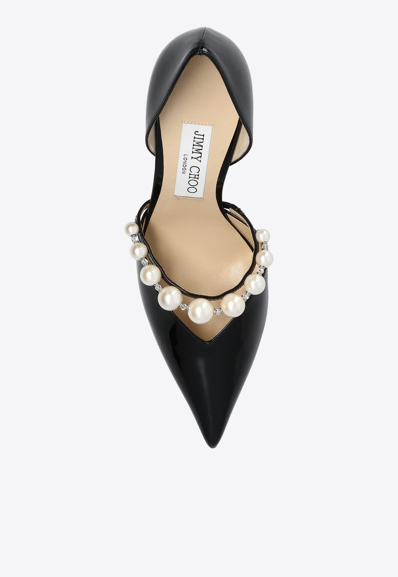 Jimmy Choo Aurelie 85 Patent Leather Pumps Black AURELIE 85 XKM-BLACK WHITE