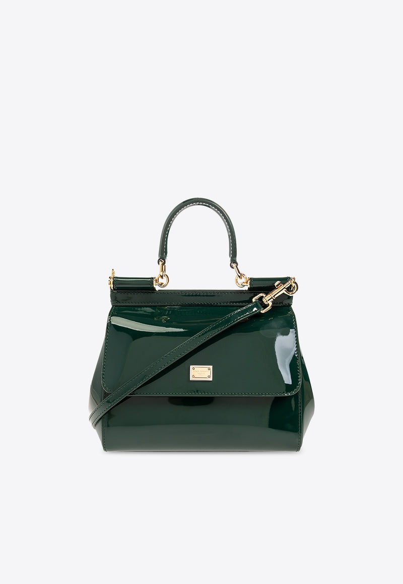 Dolce 
Gabbana Medium Sicily Top Handle Bag in Patent Leather Green BB6003 A1471-89349