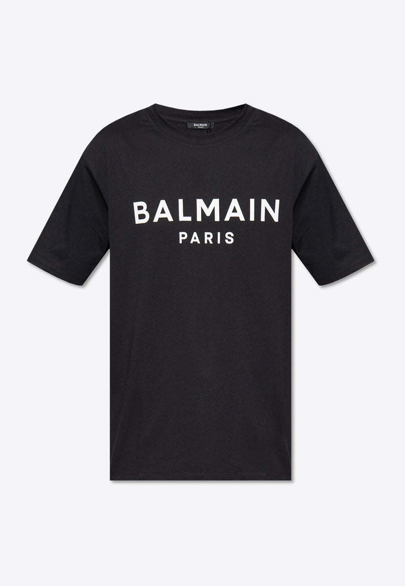 Balmain Logo Print Crewneck T-shirt Black BH0EG000 BB73-EAB