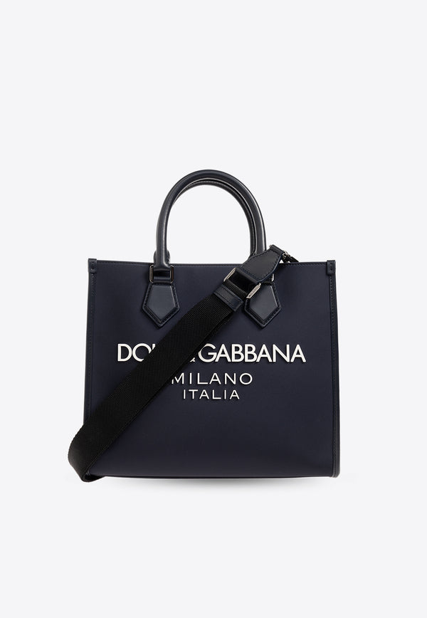 Dolce 
Gabbana Logo Embossed Canvas Tote Bag Navy BM2272 AG182-8C653