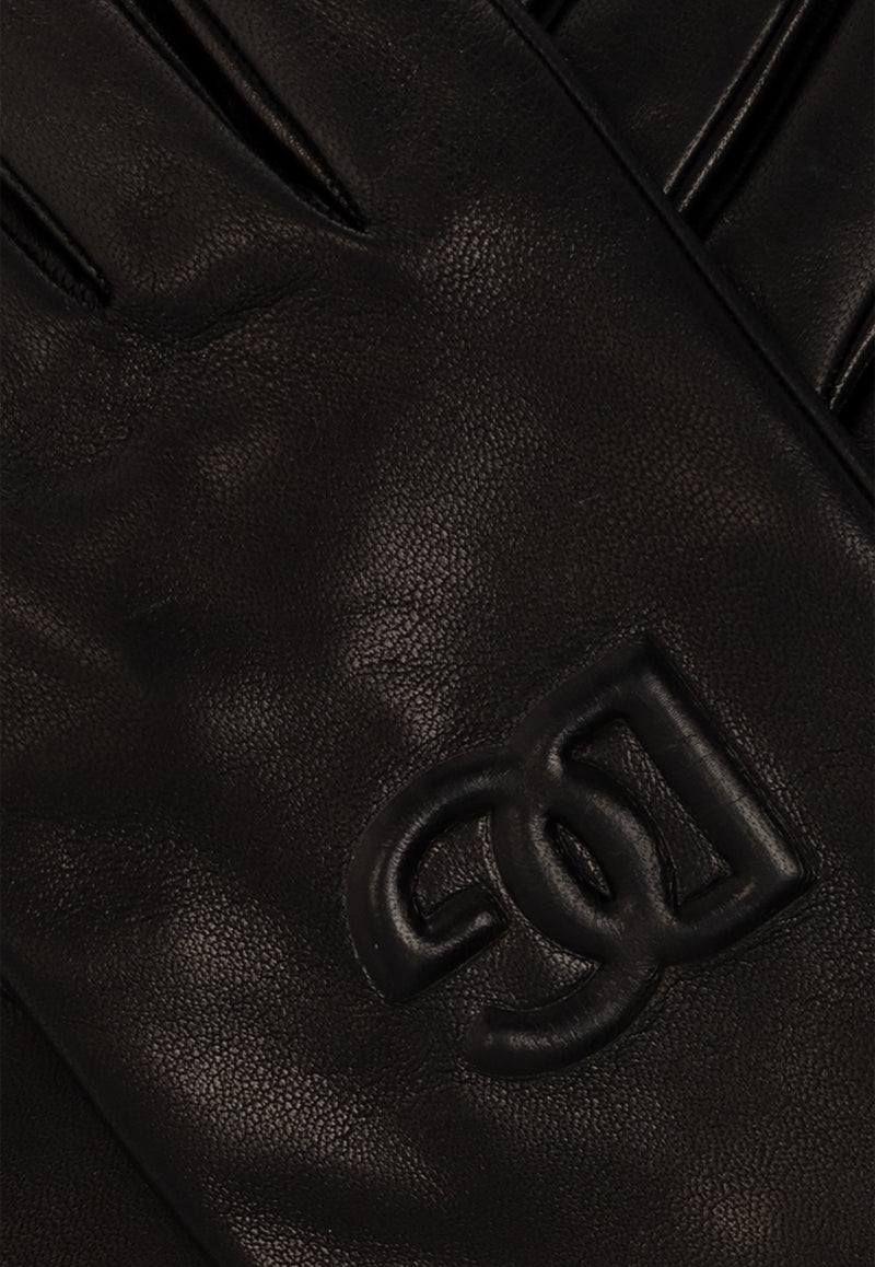 Dolce 
Gabbana Embossed DG Logo Leather Gloves Black BG0169 AQ381-80999