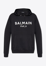 Balmain Logo Print Hooded Sweatshirt Black BH0JR002 BB65-EAB