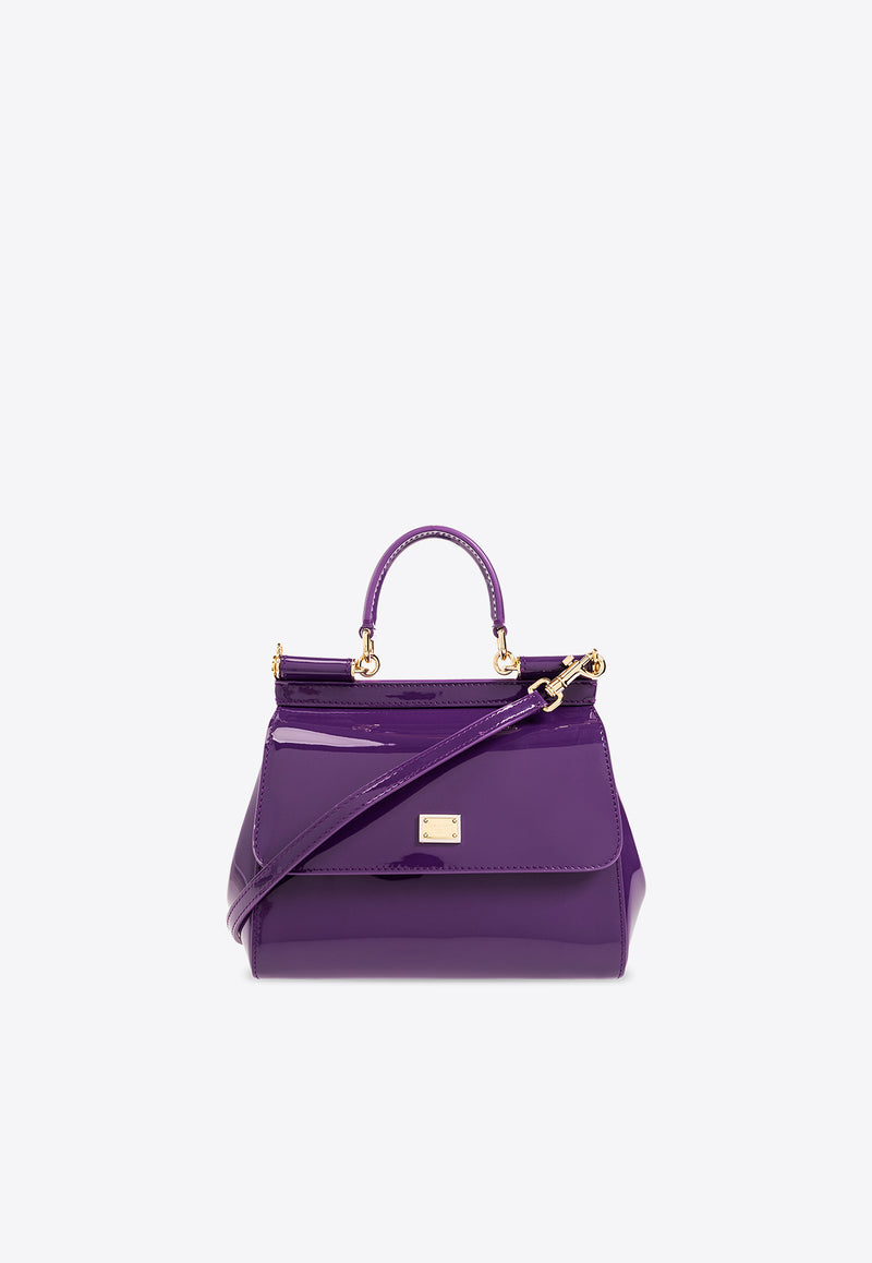 Dolce 
Gabbana Medium Sicily Patent Leather Shoulder Bag Purple BB6003 A1471-87623