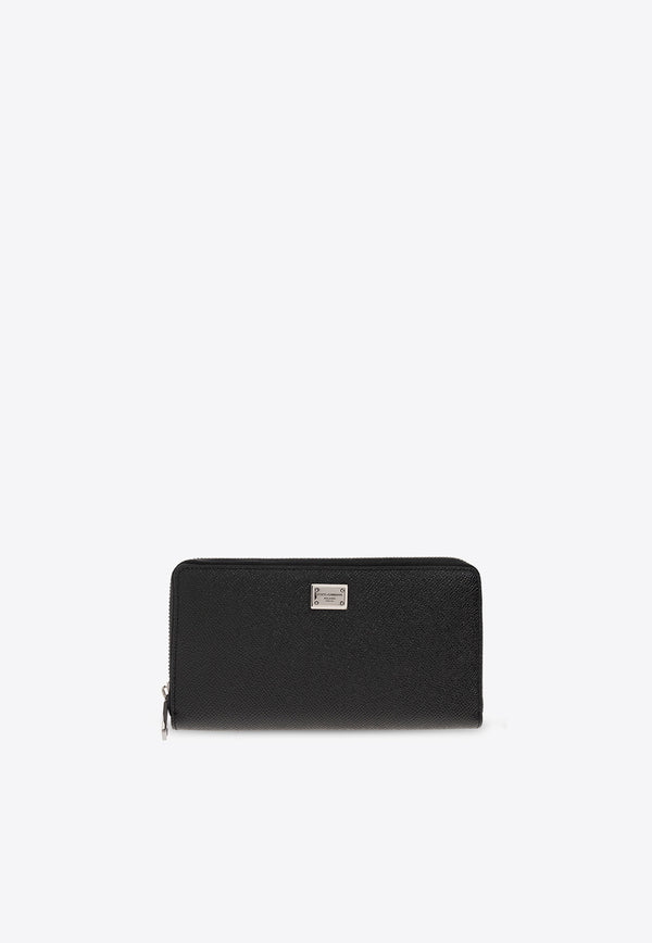 Dolce 
Gabbana Logo Plaque Zip-Around Wallet Black BP1672 AG219-80999