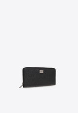 Dolce 
Gabbana Logo Plaque Zip-Around Wallet Black BP1672 AG219-80999