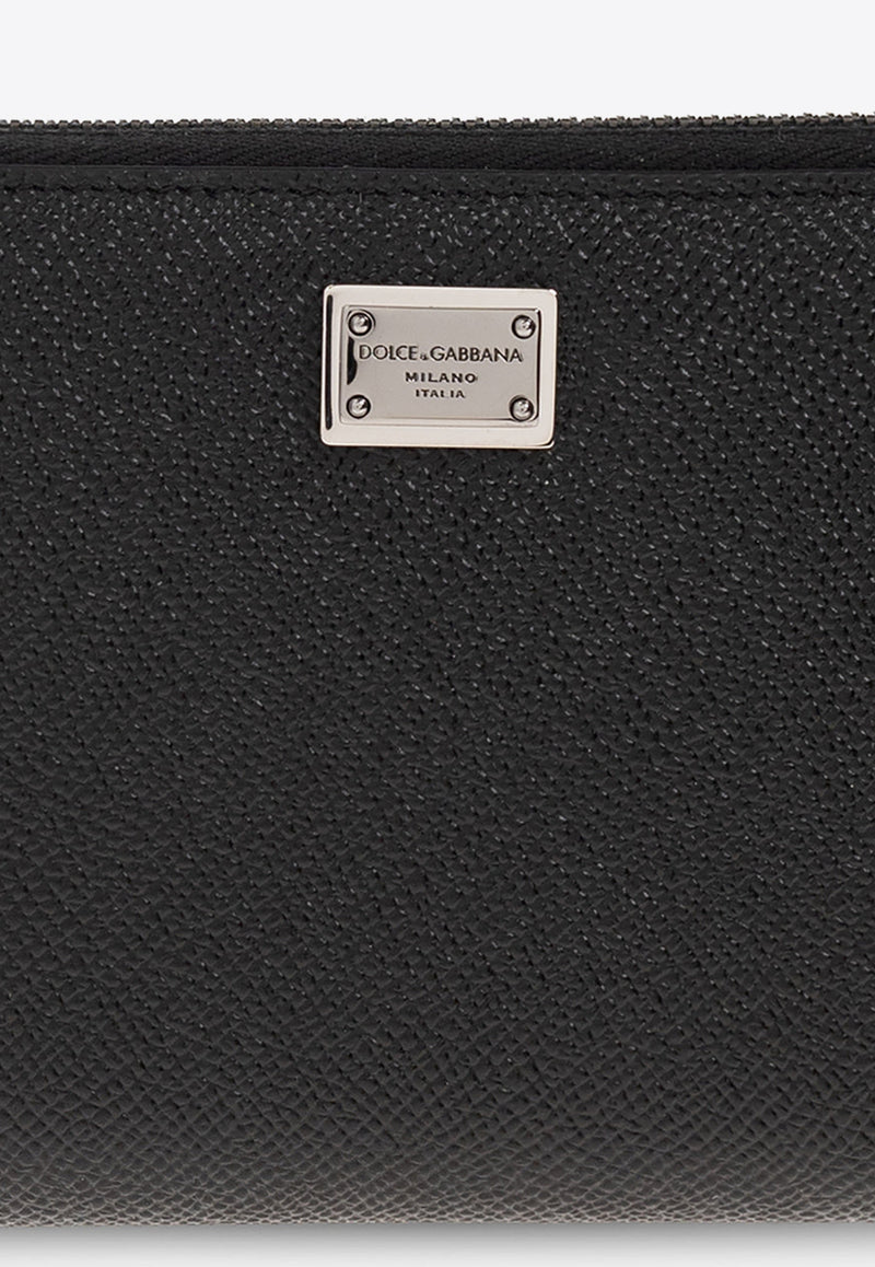 Dolce 
Gabbana Logo Plaque Zip-Around Wallet Black BP1672 AG219-80999