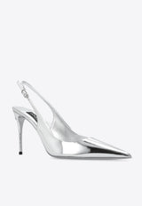 Dolce 
Gabbana Lollo 105 Mirrored Leather Slingback Pumps Silver CG0621 AY828-80998