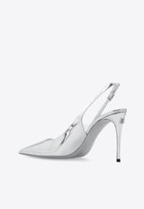 Dolce 
Gabbana Lollo 105 Mirrored Leather Slingback Pumps Silver CG0621 AY828-80998