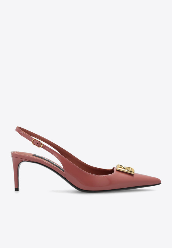 Dolce 
Gabbana Lollo 60 Slingback Pumps in Polished Leather Pink CG0710 A1037-8H415