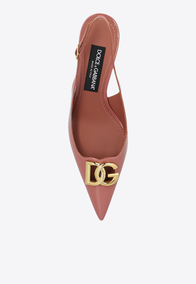 Dolce 
Gabbana Lollo 60 Slingback Pumps in Polished Leather Pink CG0710 A1037-8H415