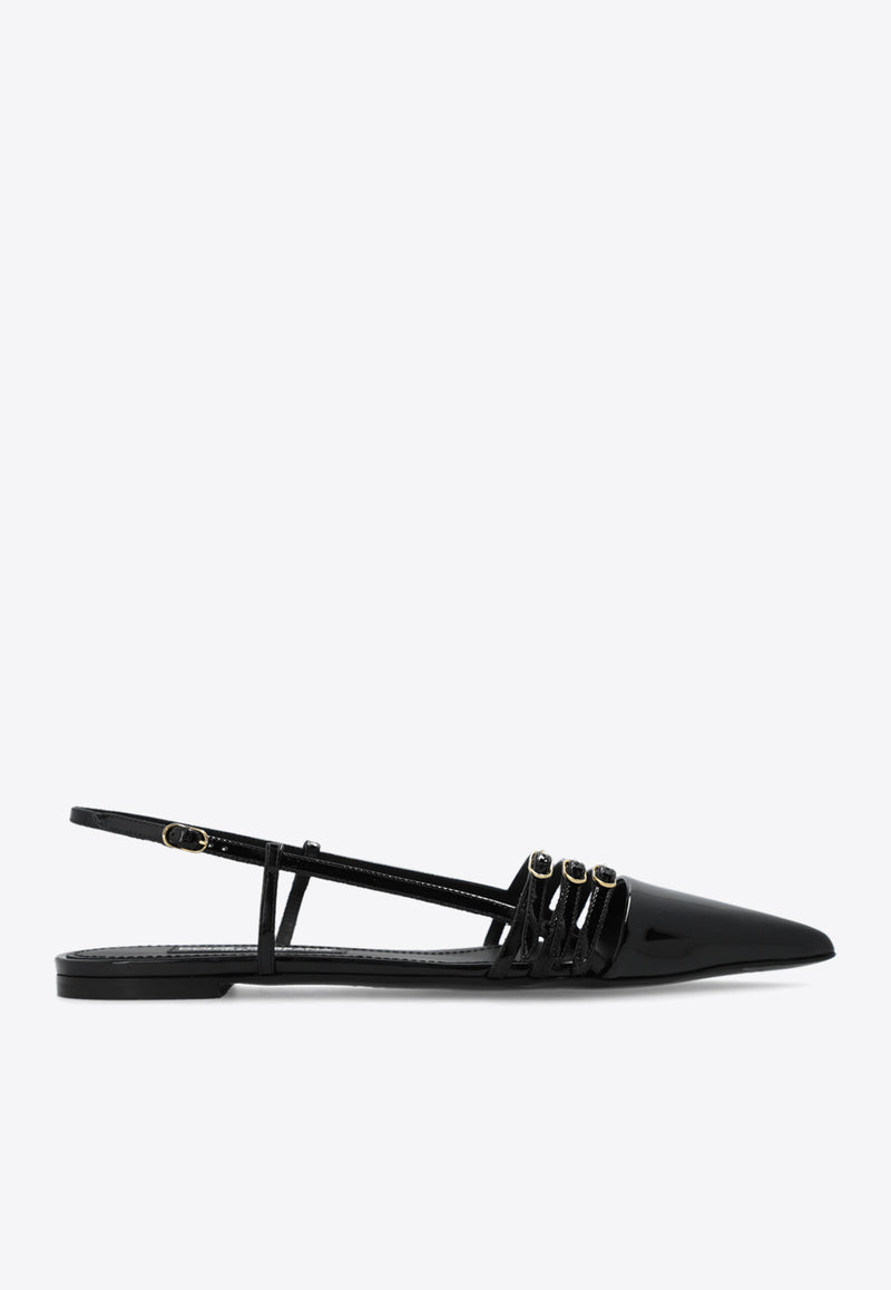 Dolce 
Gabbana Lollo Slingback Flats in Patent Leather Black CG0719 A1471-80999