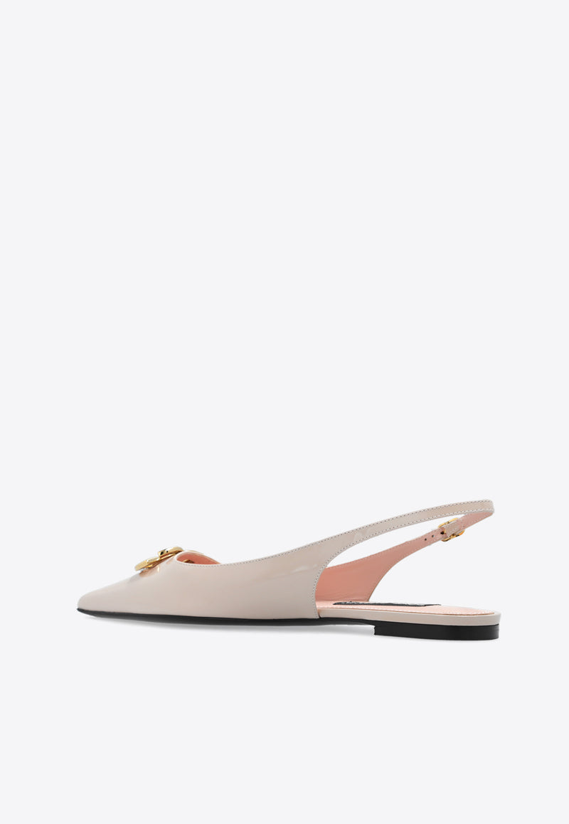 Dolce 
Gabbana Lollo Slingback Flats in Polished Leather Pink CG0750 A1037-8L419