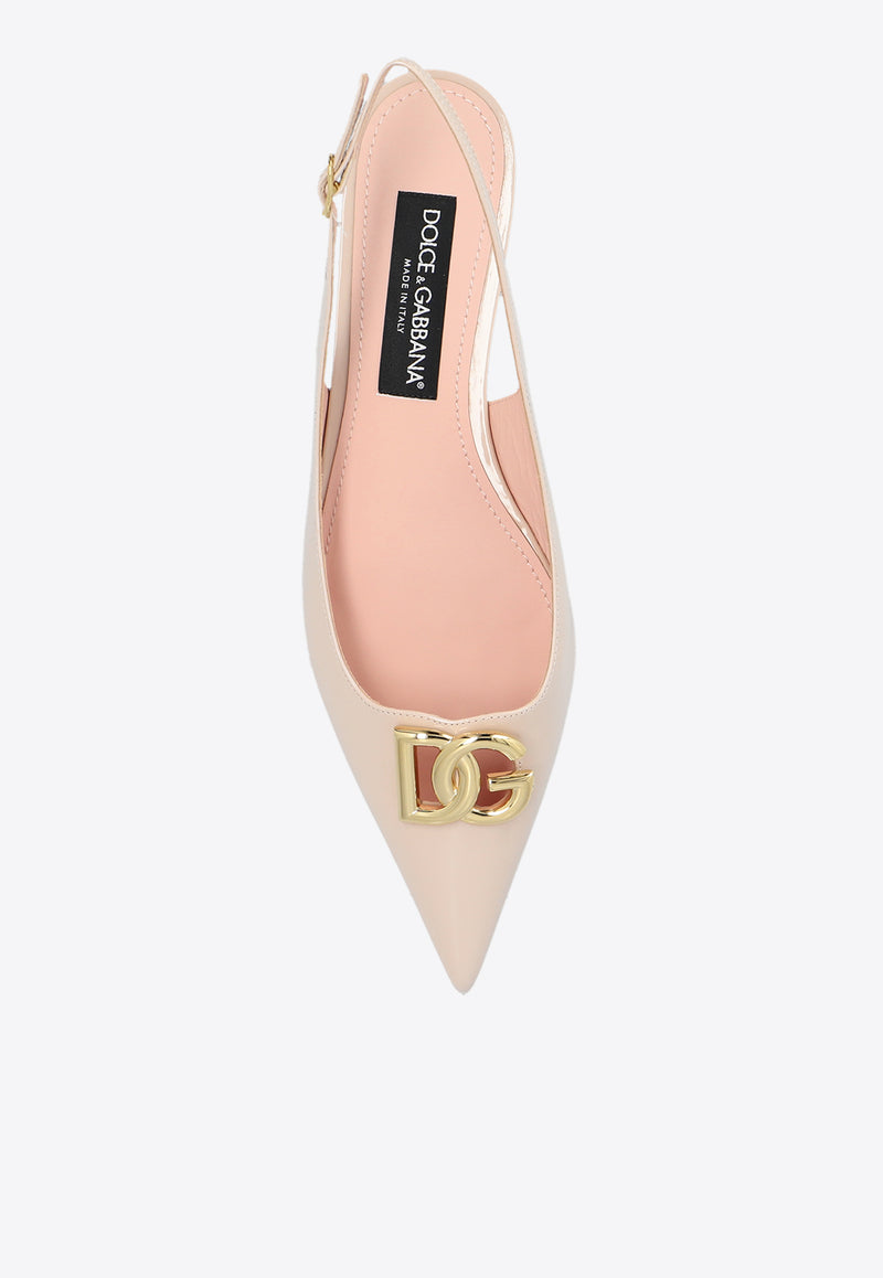 Dolce 
Gabbana Lollo Slingback Flats in Polished Leather Pink CG0750 A1037-8L419