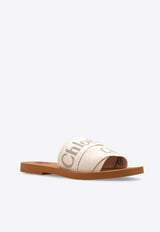 Chloé Woody Logo Print Slides Beige CHC23U188 EF-26Y