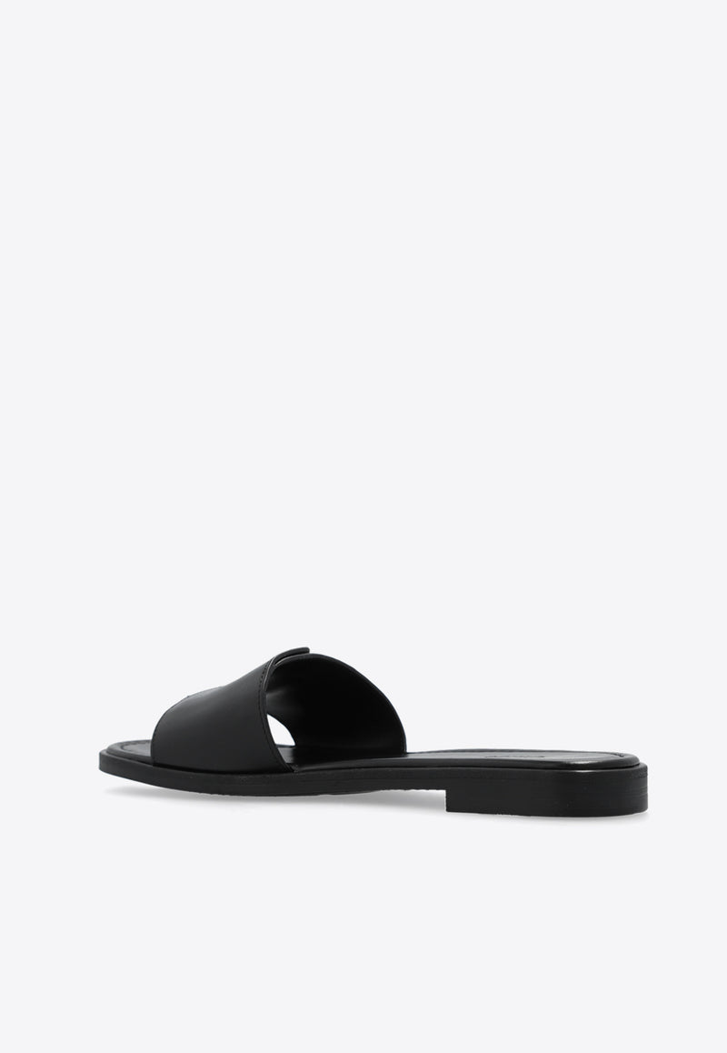 Chloé Marcie Leather Flat Sandals Black CHC24S00U H3-001