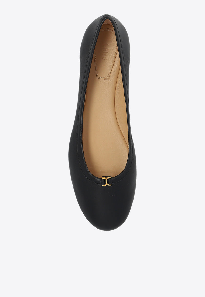 Chloé Marcie Calf Leather Ballet Flats Black CHC24S973 H7-001