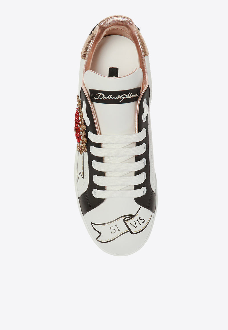 Dolce 
Gabbana Portofino Embellished Low-Top Sneakers White CK1544 AZ138-HWT77