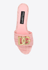 Dolce 
Gabbana Bianca DG Logo Raffia Flat Sandals Pink CQ0592 AR344-8H451