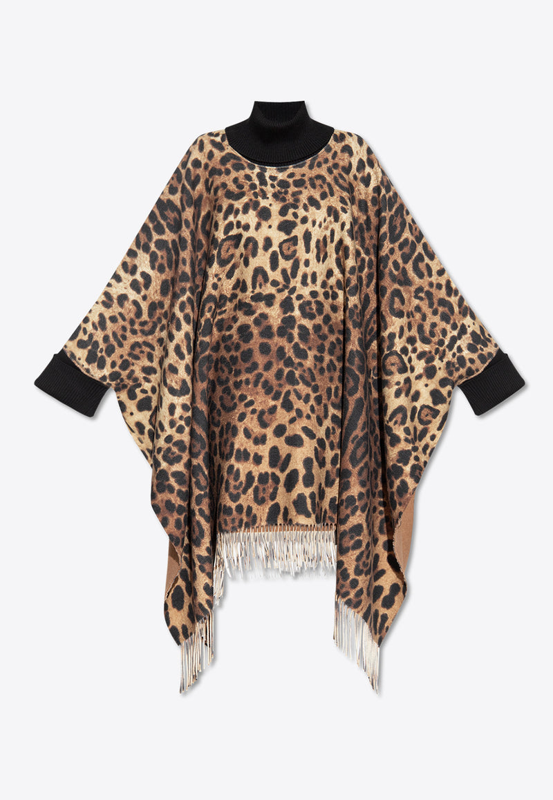 Dolce 
Gabbana Leopard Print Sleeved Poncho Brown F0W0BT GDBW2-HA93M