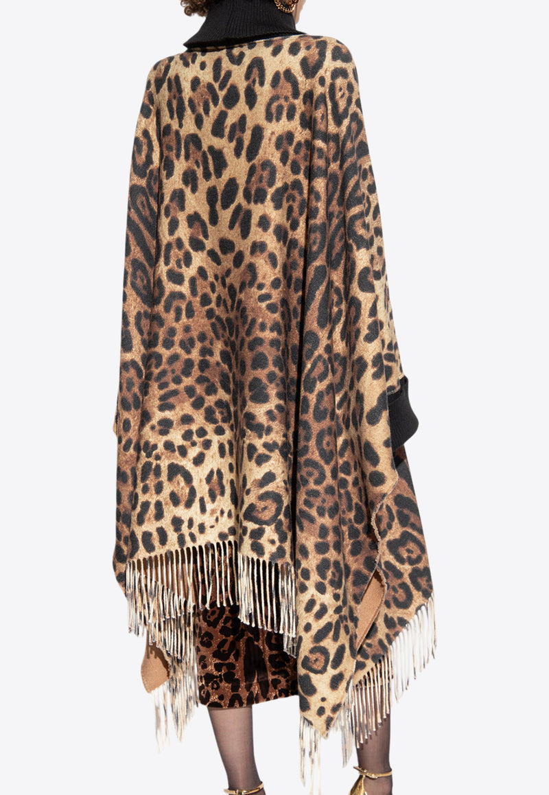 Dolce 
Gabbana Leopard Print Sleeved Poncho Brown F0W0BT GDBW2-HA93M