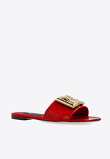 Dolce 
Gabbana Bianca DG Logo Flat Sandals in Polished Leather Red CQ0455 A1037-8M307