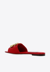 Dolce 
Gabbana Bianca DG Logo Flat Sandals in Polished Leather Red CQ0455 A1037-8M307