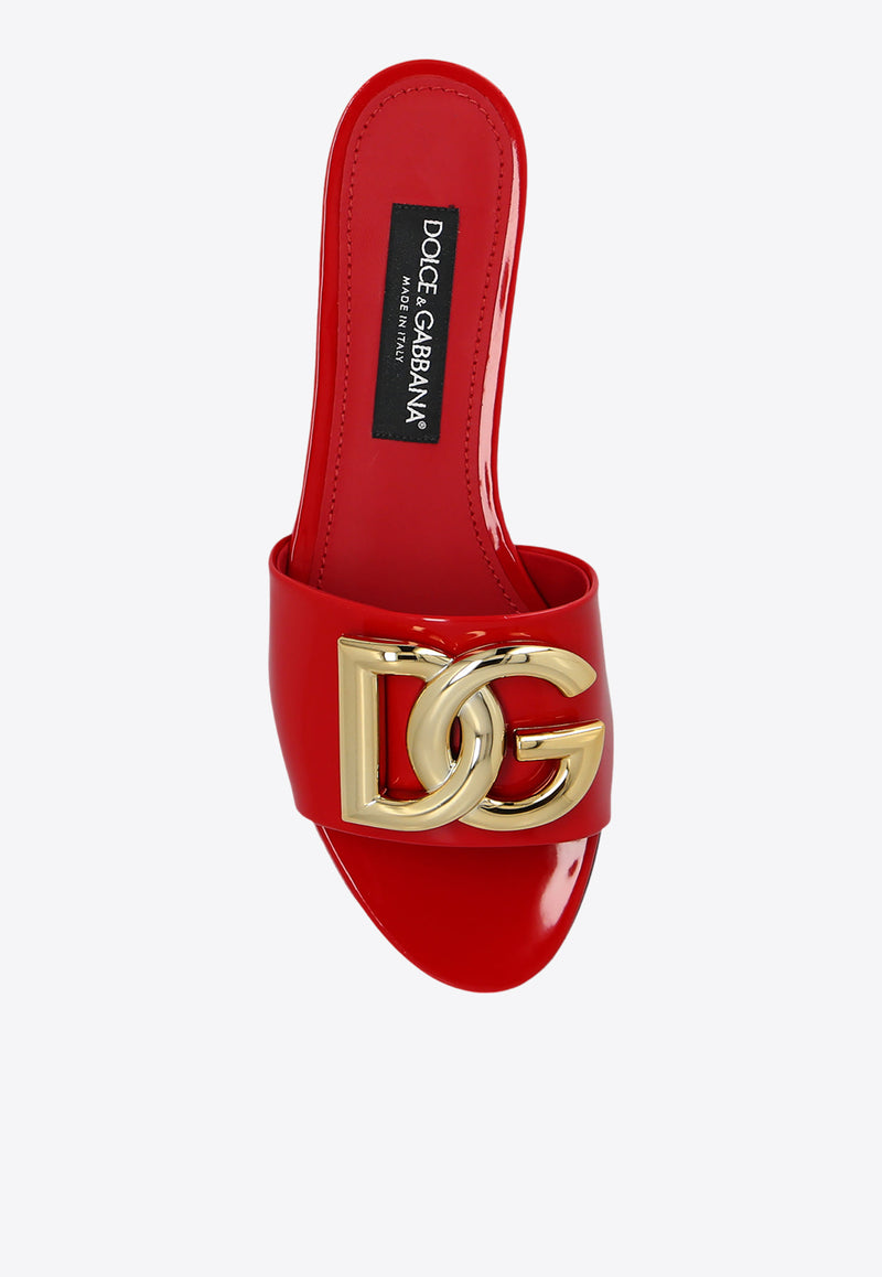 Dolce 
Gabbana Bianca DG Logo Flat Sandals in Polished Leather Red CQ0455 A1037-8M307