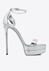 Dolce 
Gabbana Keira 145 Metallic Leather Platform Sandals Silver CR1246 AY828-80998