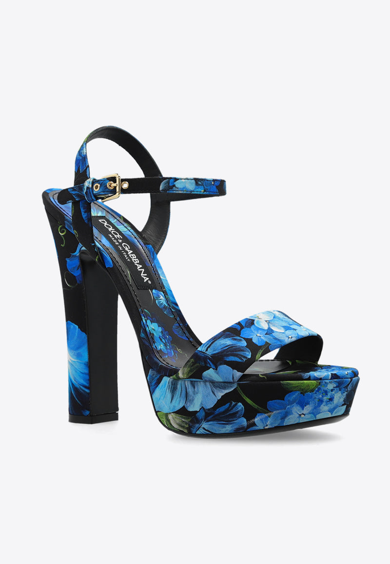 Dolce 
Gabbana 105 Bluebell Print Platform Sandals Multicolor CR1686 AQ774-HN4YH