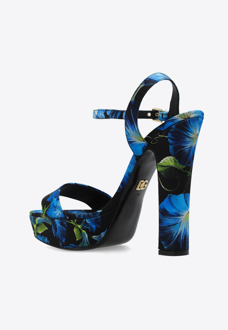 Dolce 
Gabbana 105 Bluebell Print Platform Sandals Multicolor CR1686 AQ774-HN4YH