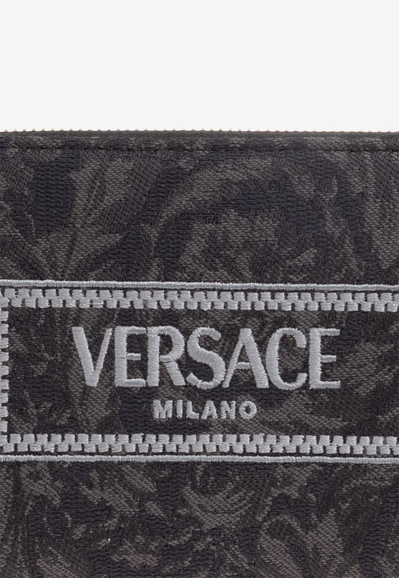 Versace Barocco Jacquard Zip-Around Wallet Gray DPDI056 1A09741-2BM0V