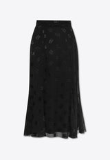 Dolce 
Gabbana Logo Monogram Midi Skirt Black F4CCHT FJ9AF-N0000