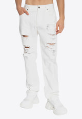 Dolce 
Gabbana Straight-Leg Ripped Jeans White GP059D G8KO7-S9001