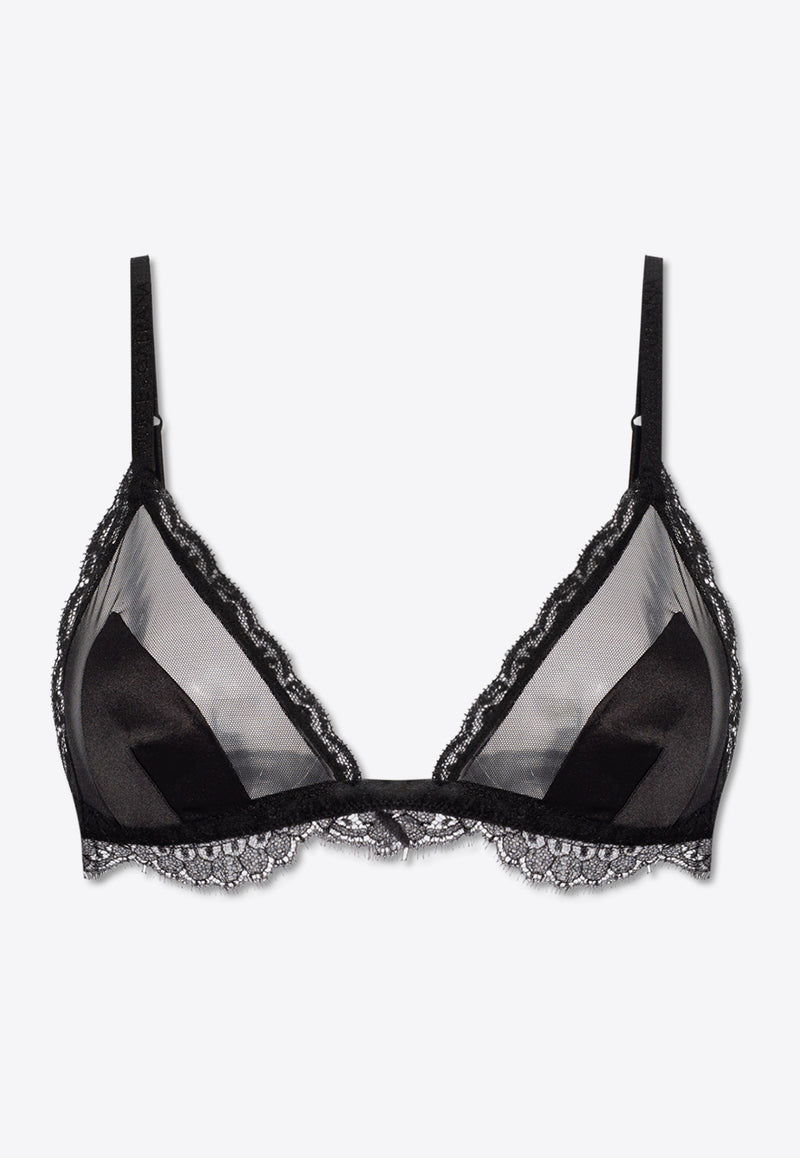 Dolce 
Gabbana Lace-Trimmed Silk Bra Black O1E31T ONN35-N0000